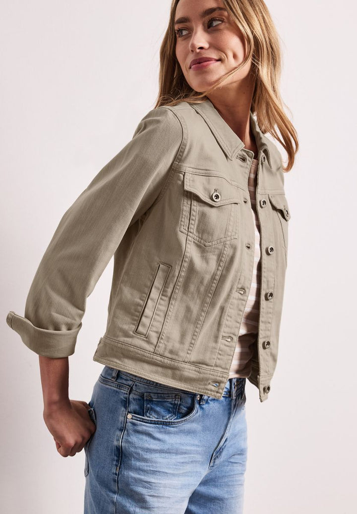 Jacke im Colored-Denim-Look mit Taschen