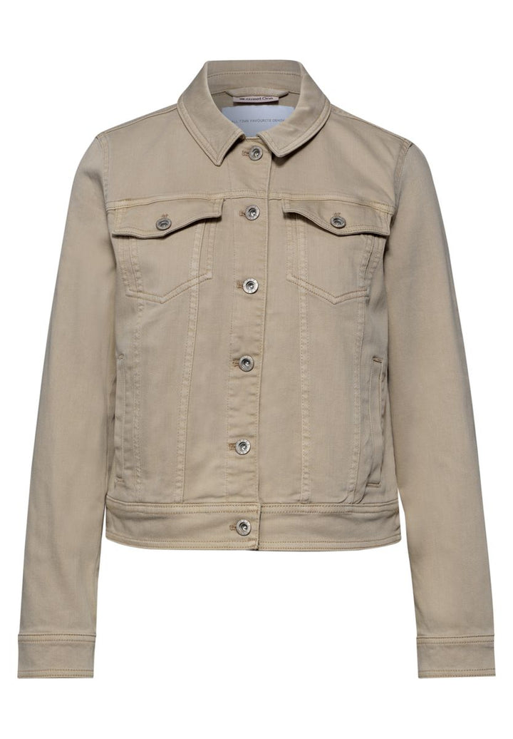 Jacke im Colored-Denim-Look mit Taschen