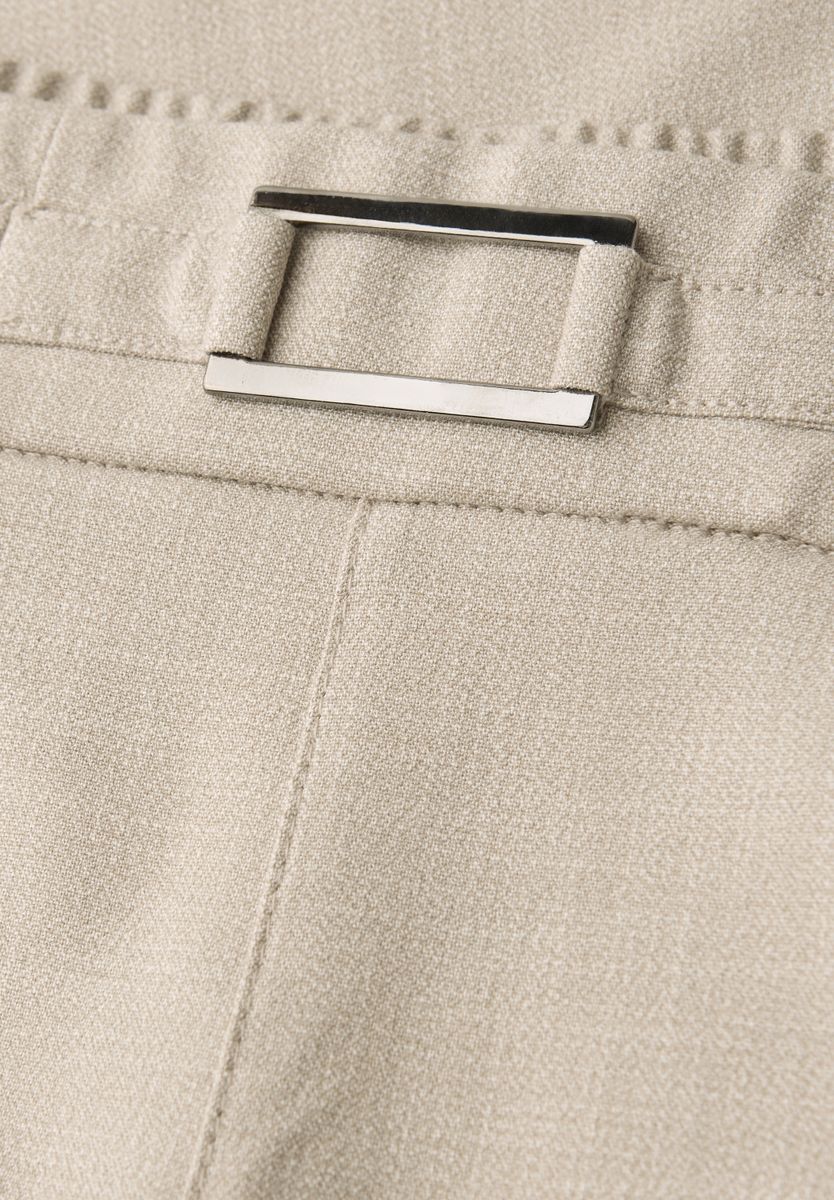 Mid Waist Slim Leg Hose mit Schnalle
