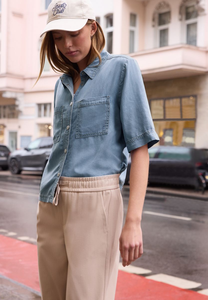 Kurzarm Bluse im Washed-Look