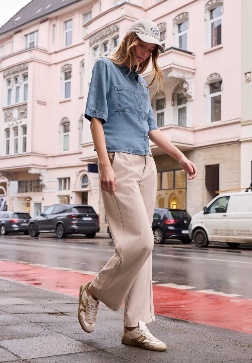 Kurzarm Bluse im Washed-Look