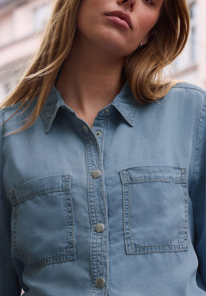 Kurzarm Bluse im Washed-Look