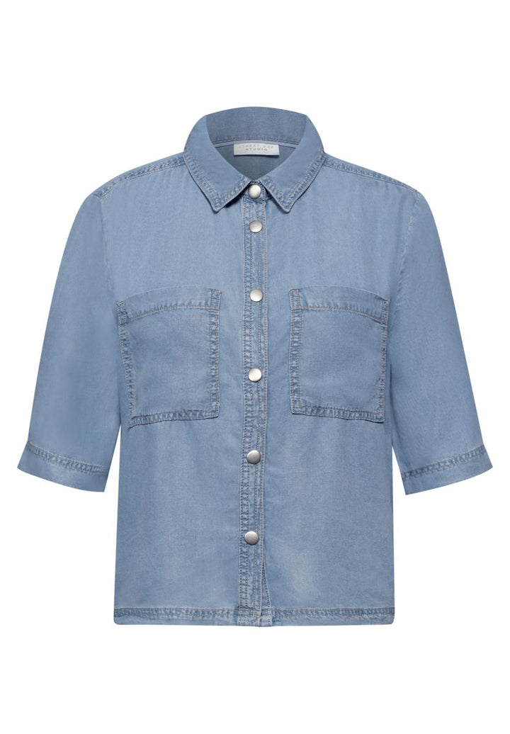 Kurzarm Bluse im Washed-Look