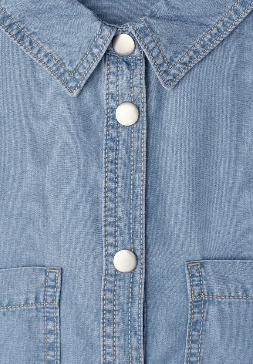 Kurzarm Bluse im Washed-Look
