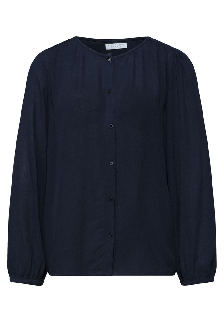 3/4-Arm Bluse mit Rundhals und Knöpfen