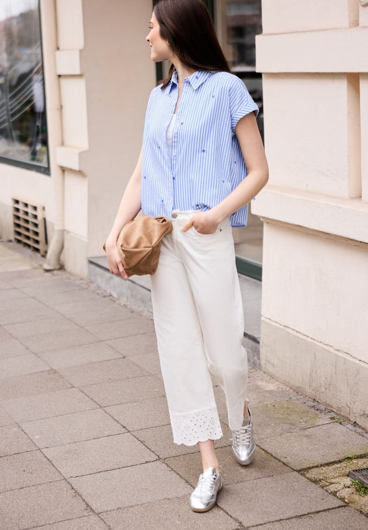 Dropped Shoulder Bluse mit Embroidery
