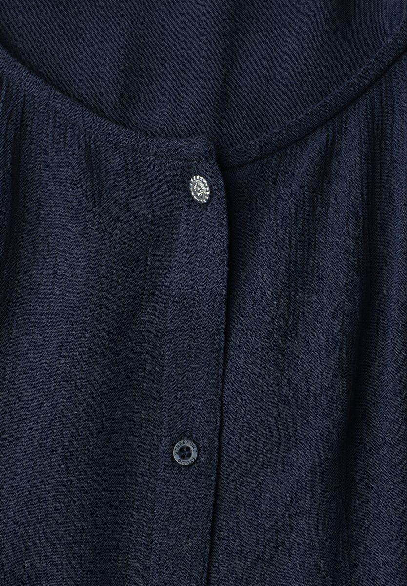 3/4-Arm Bluse mit Rundhals und Knöpfen