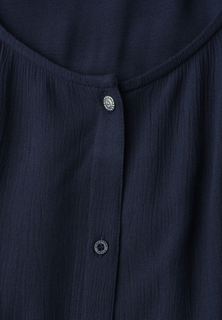 3/4-Arm Bluse mit Rundhals und Knöpfen