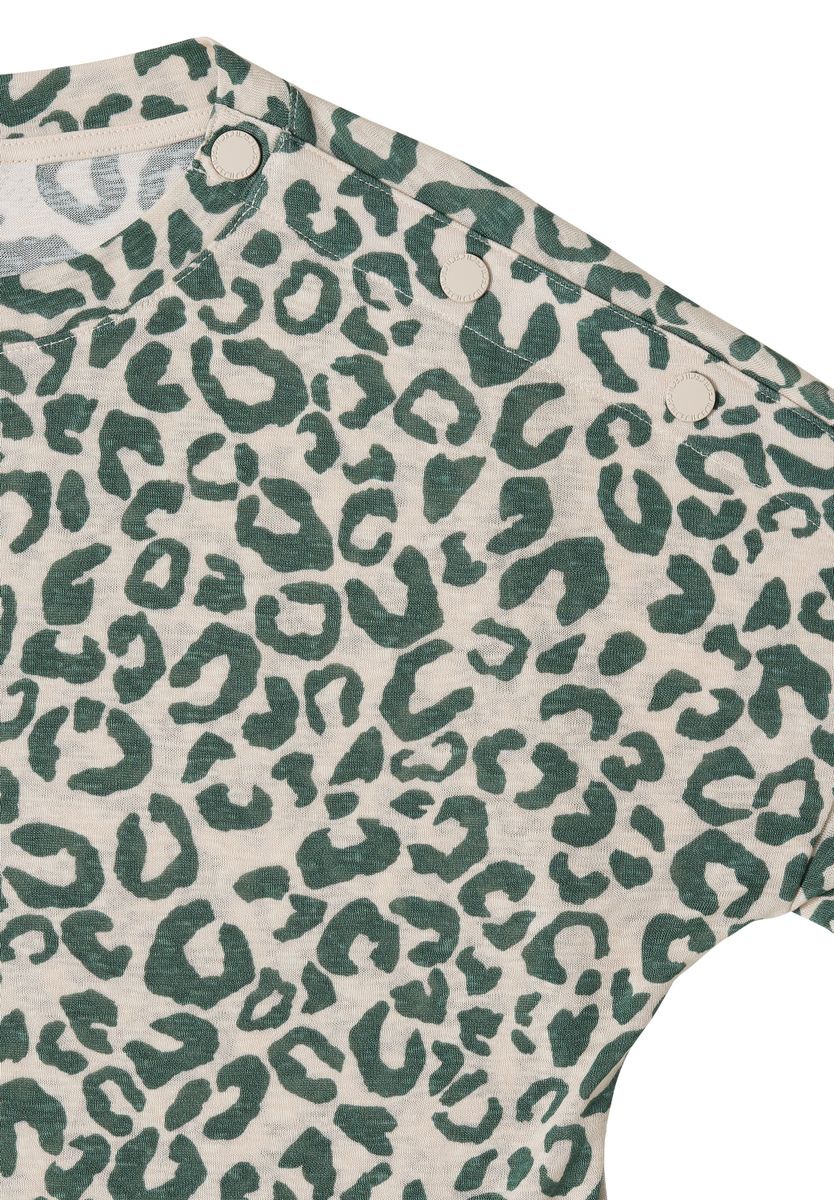 Kurzarm Shirt mit Knöpfen und Leo-Print