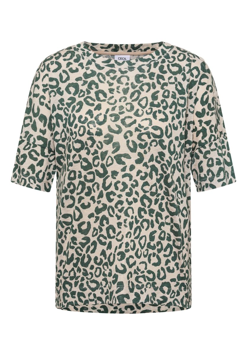 Kurzarm Shirt mit Knöpfen und Leo-Print
