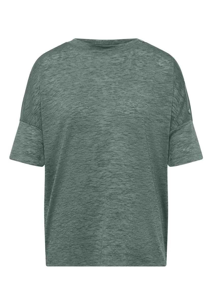 T-Shirt in Leinen-Optik mit Knöpfen