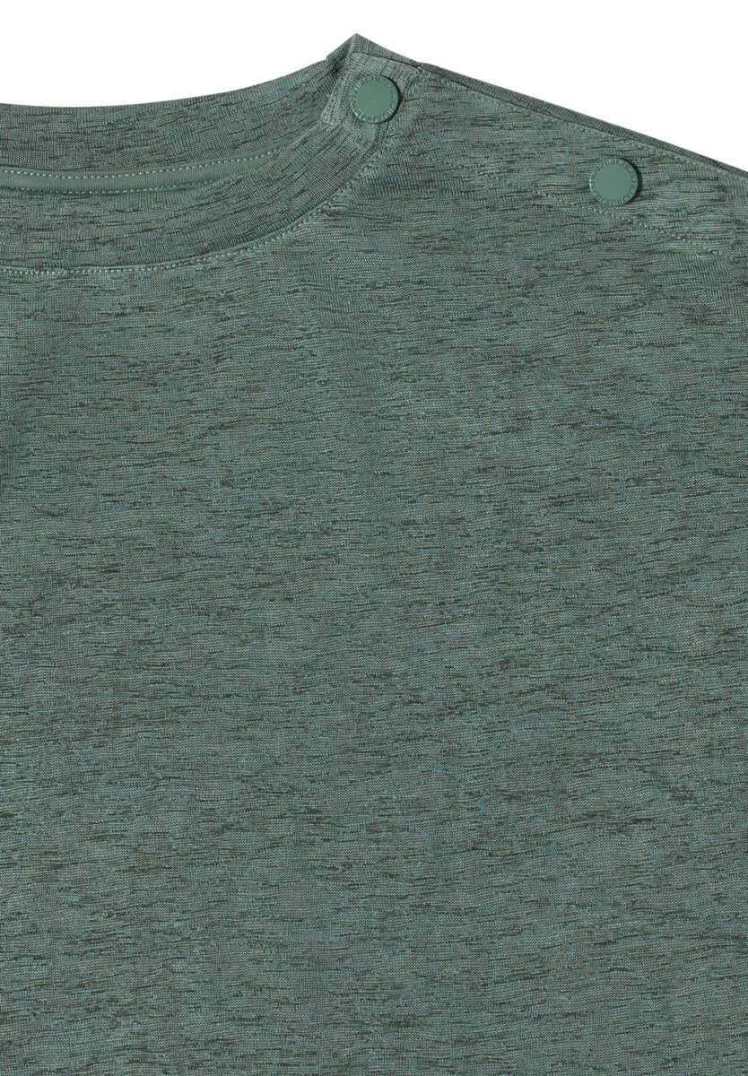 T-Shirt in Leinen-Optik mit Knöpfen