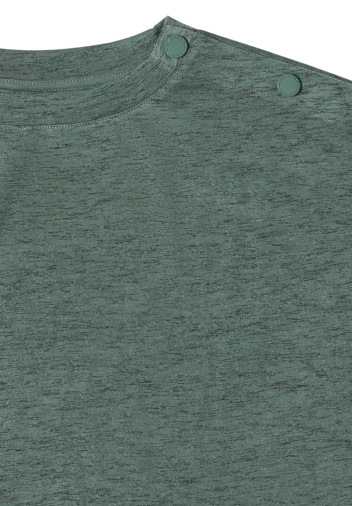 T-Shirt in Leinen-Optik mit Knöpfen