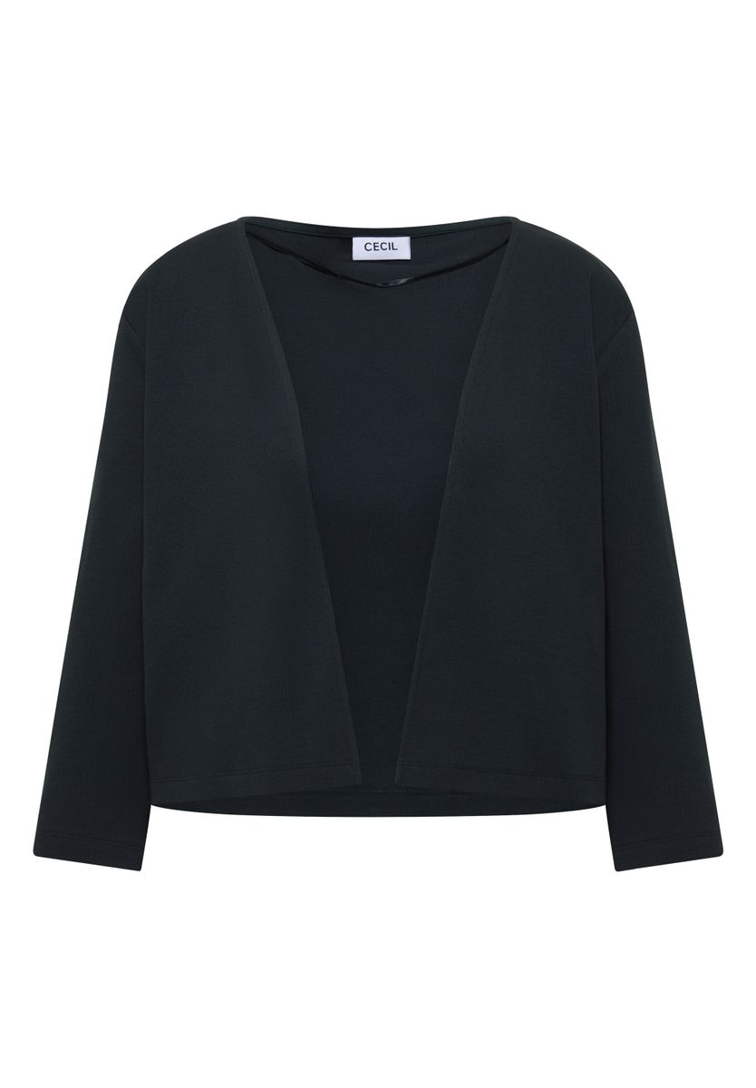Offene 3/4-Arm Jacke in Rippstruktur