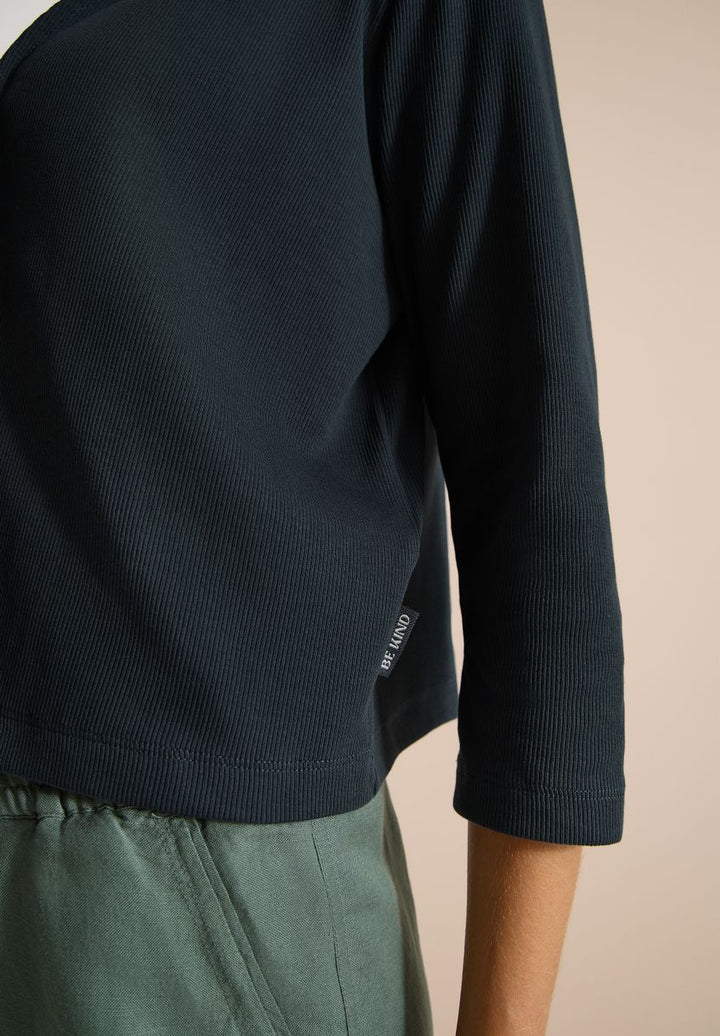 Offene 3/4-Arm Jacke in Rippstruktur