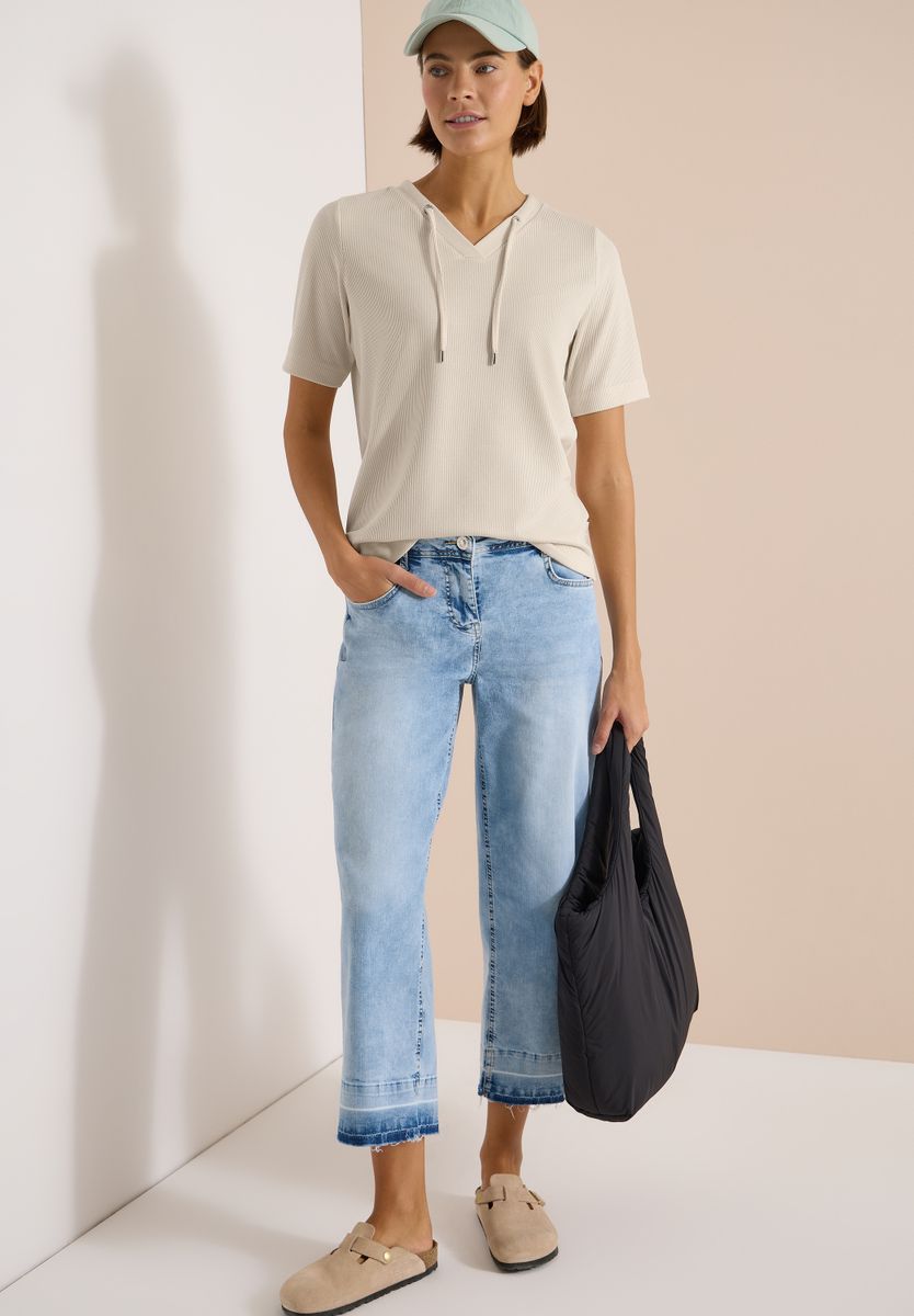 T-Shirt mit V-Neck und Streifen