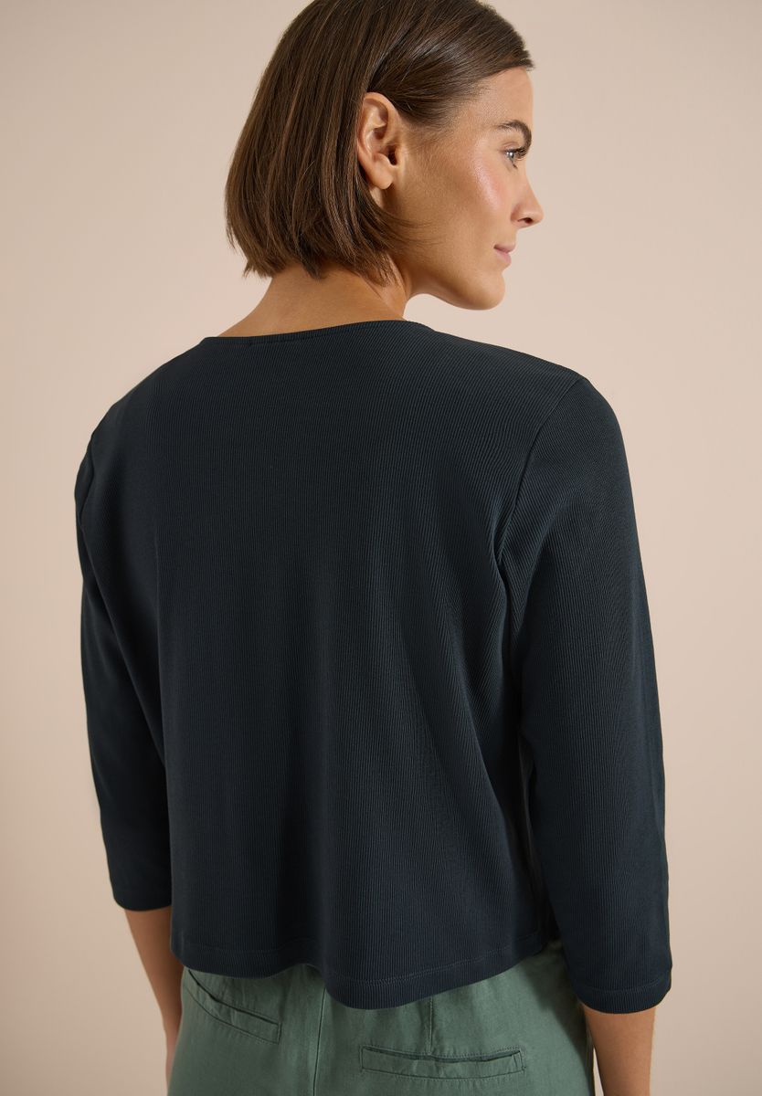 Offene 3/4-Arm Jacke in Rippstruktur