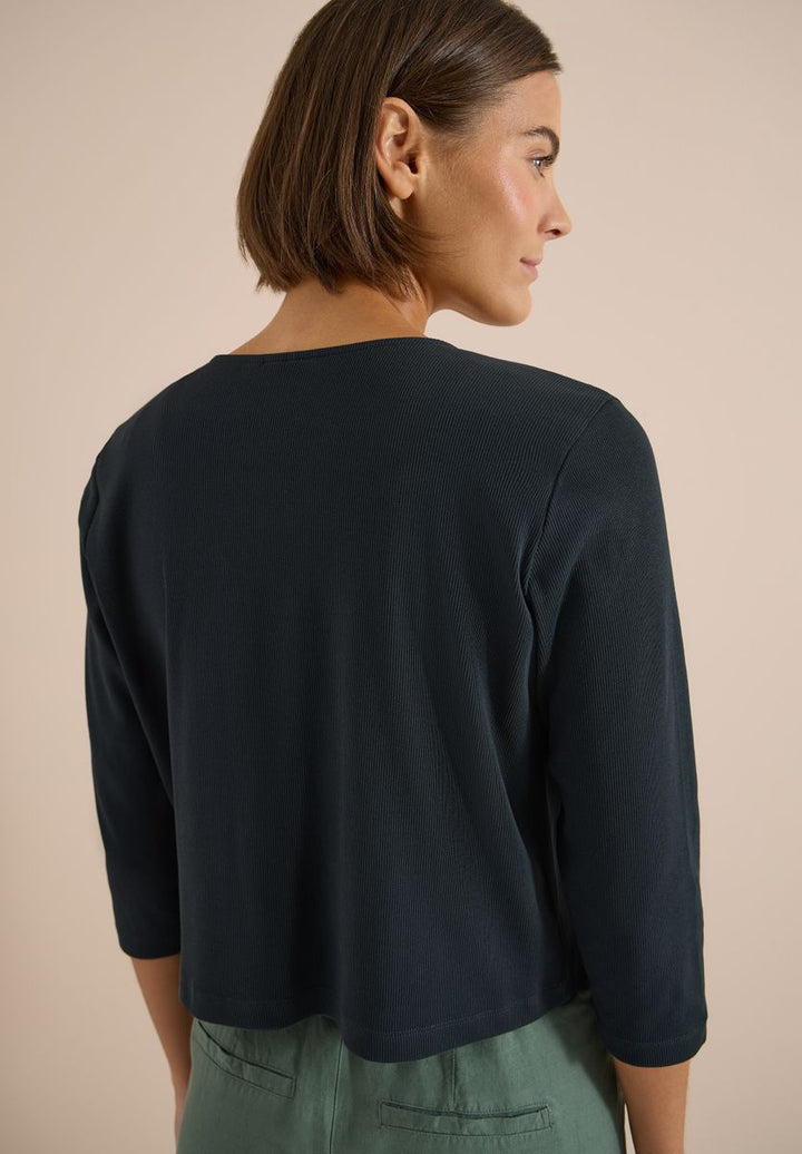 Offene 3/4-Arm Jacke in Rippstruktur
