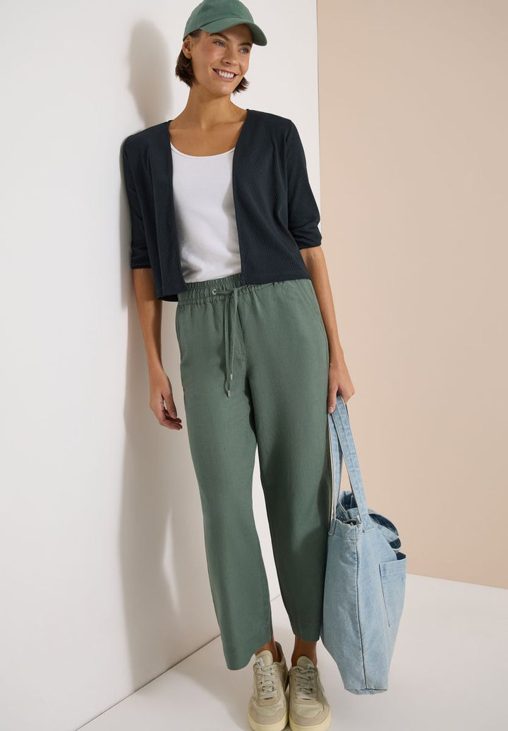 Offene 3/4-Arm Jacke in Rippstruktur