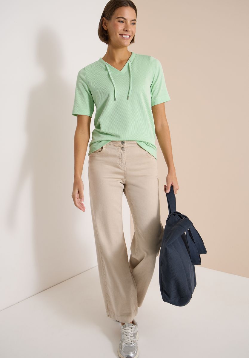 T-Shirt mit V-Neck und Streifen