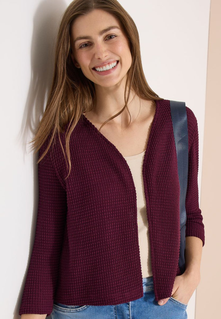 Offene 3/4-Arm Jacke im Ajour-Look