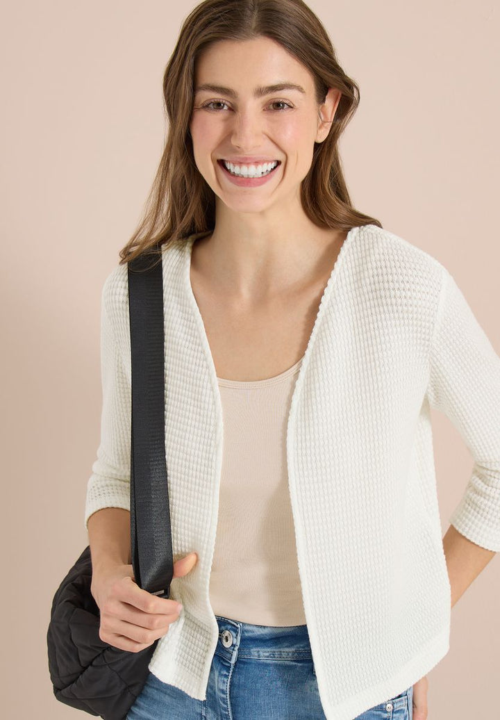 Offene 3/4-Arm Jacke im Ajour-Look
