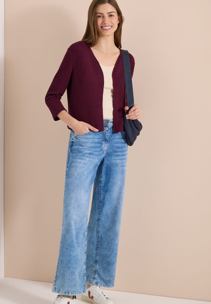 Offene 3/4-Arm Jacke im Ajour-Look