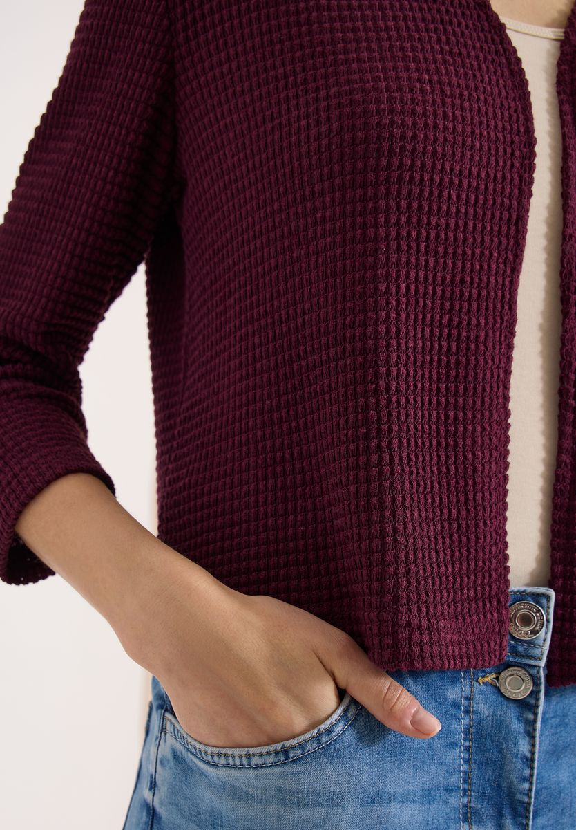 Offene 3/4-Arm Jacke im Ajour-Look
