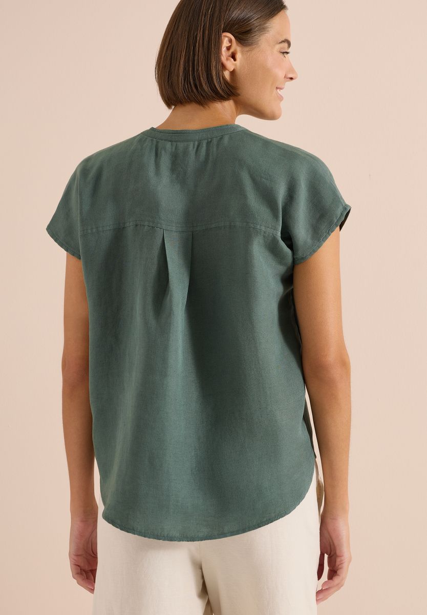 Dropped Shoulder Bluse aus Leinenmix
