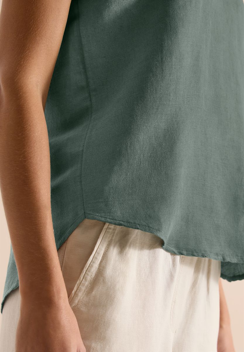 Dropped Shoulder Bluse aus Leinenmix