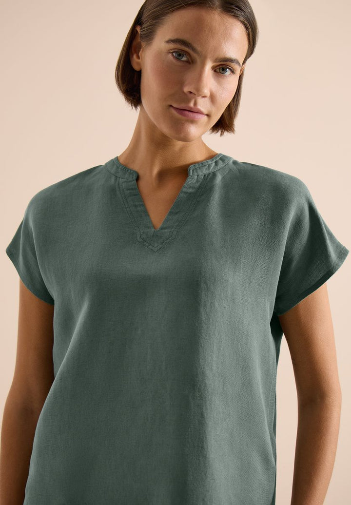 Dropped Shoulder Bluse aus Leinenmix