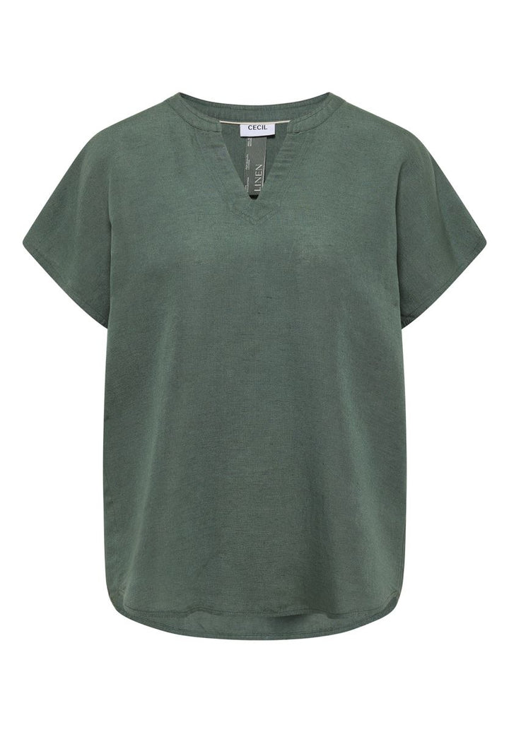 Dropped Shoulder Bluse aus Leinenmix