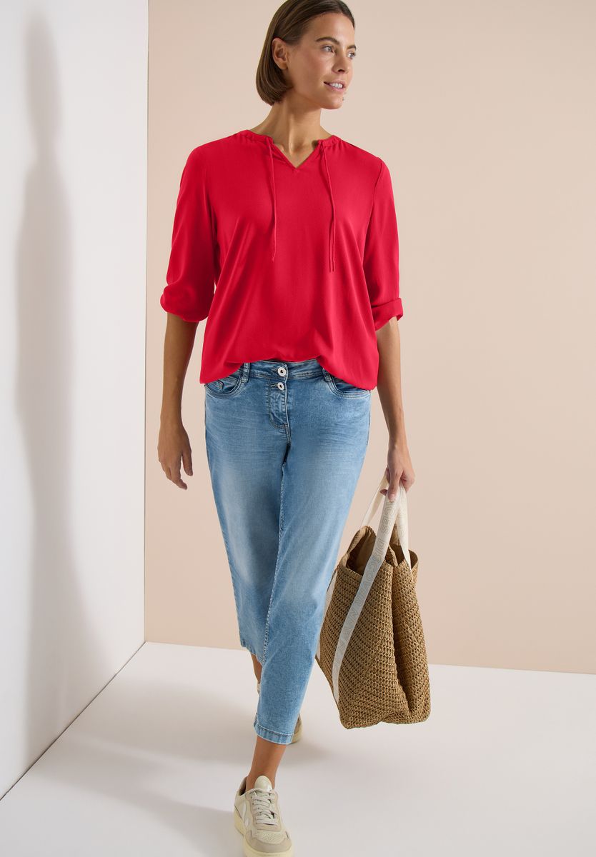 Dropped Shoulder Bluse aus Leinenmix