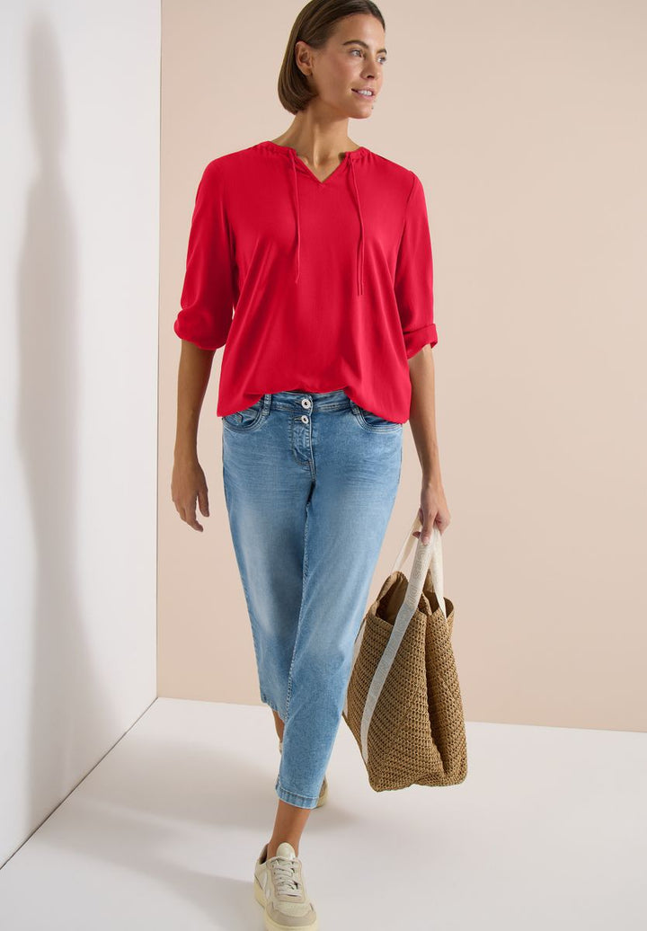 Dropped Shoulder Bluse aus Leinenmix