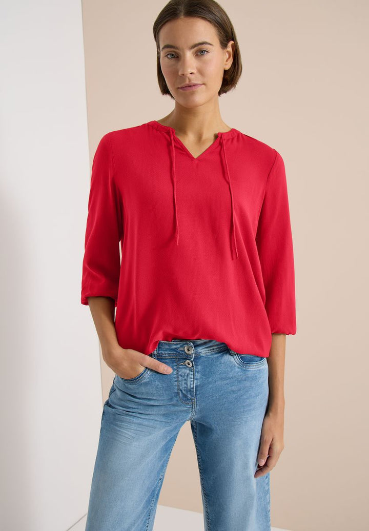 Dropped Shoulder Bluse aus Leinenmix