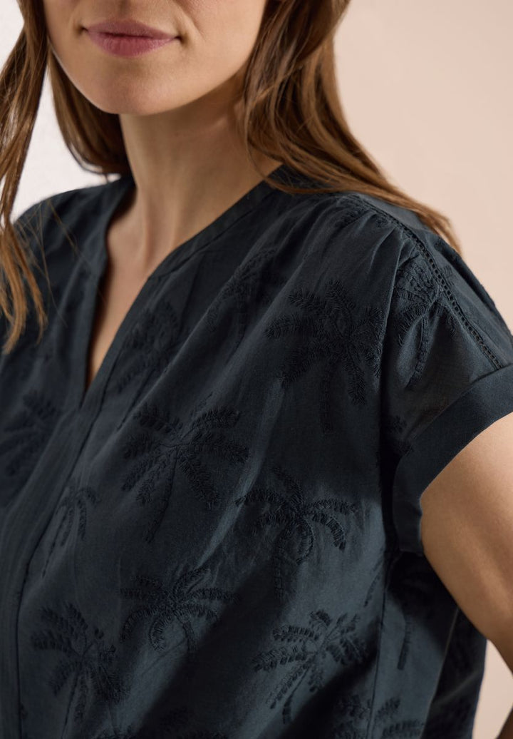Dropped Shoulder Bluse mit Embroidery