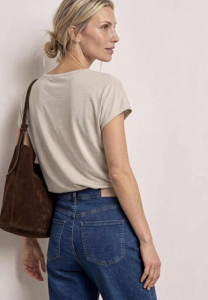 Silk-Look Shirt mit V-Neck und Deko-Detail