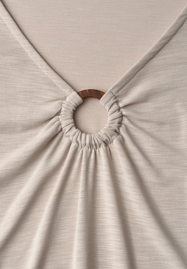 Silk-Look Shirt mit V-Neck und Deko-Detail