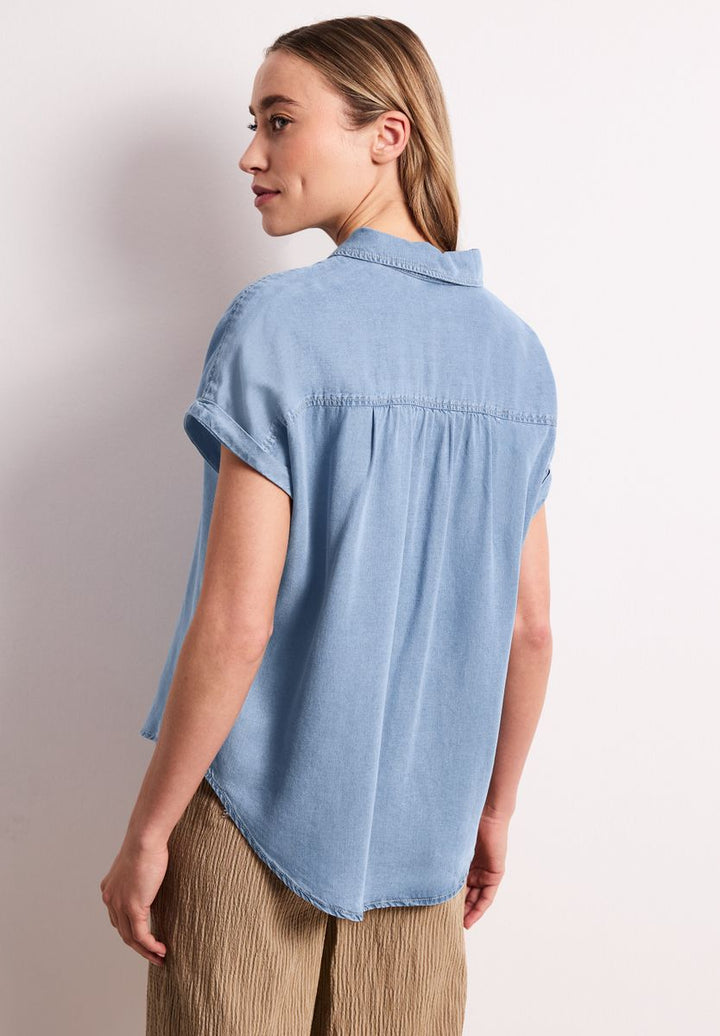 Dropped Shoulder Hemdbluse im Denim-Look