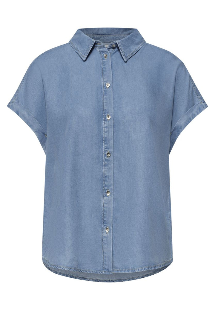 Dropped Shoulder Hemdbluse im Denim-Look