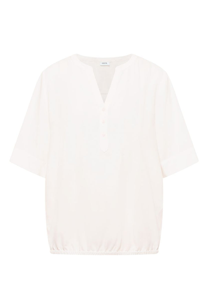 Kurzarm Bluse mit Split Neck