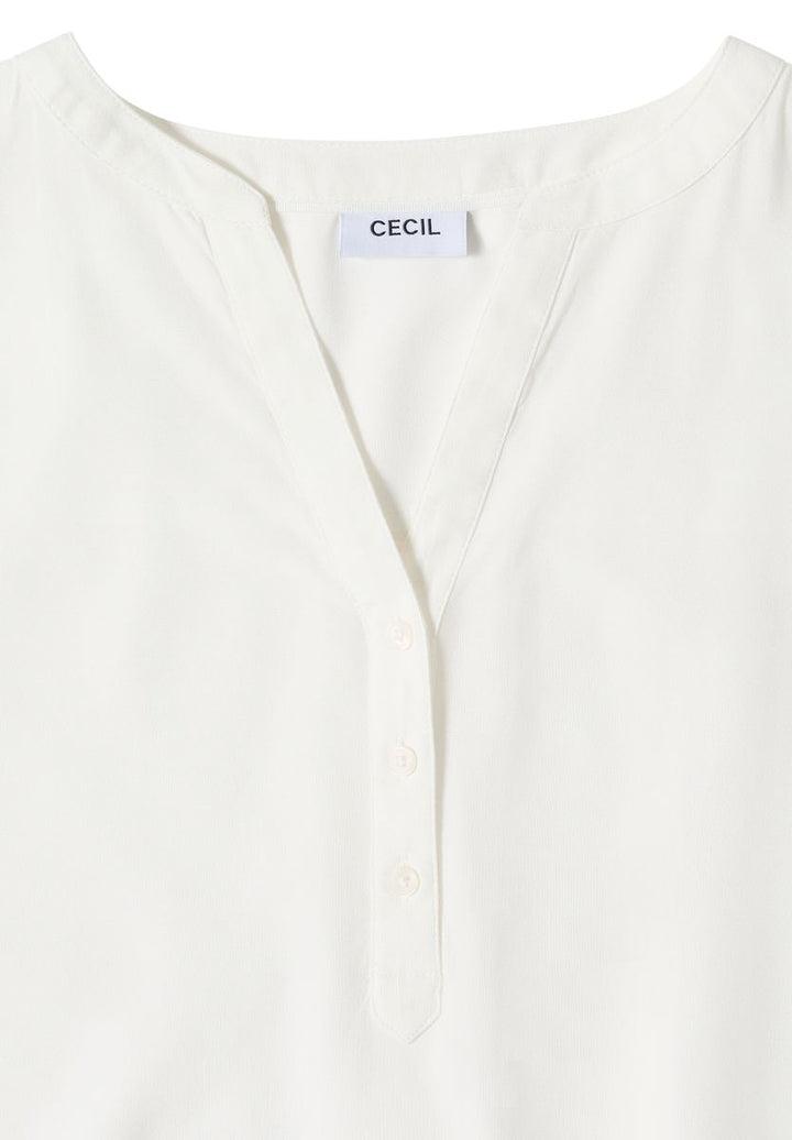 Kurzarm Bluse mit Split Neck