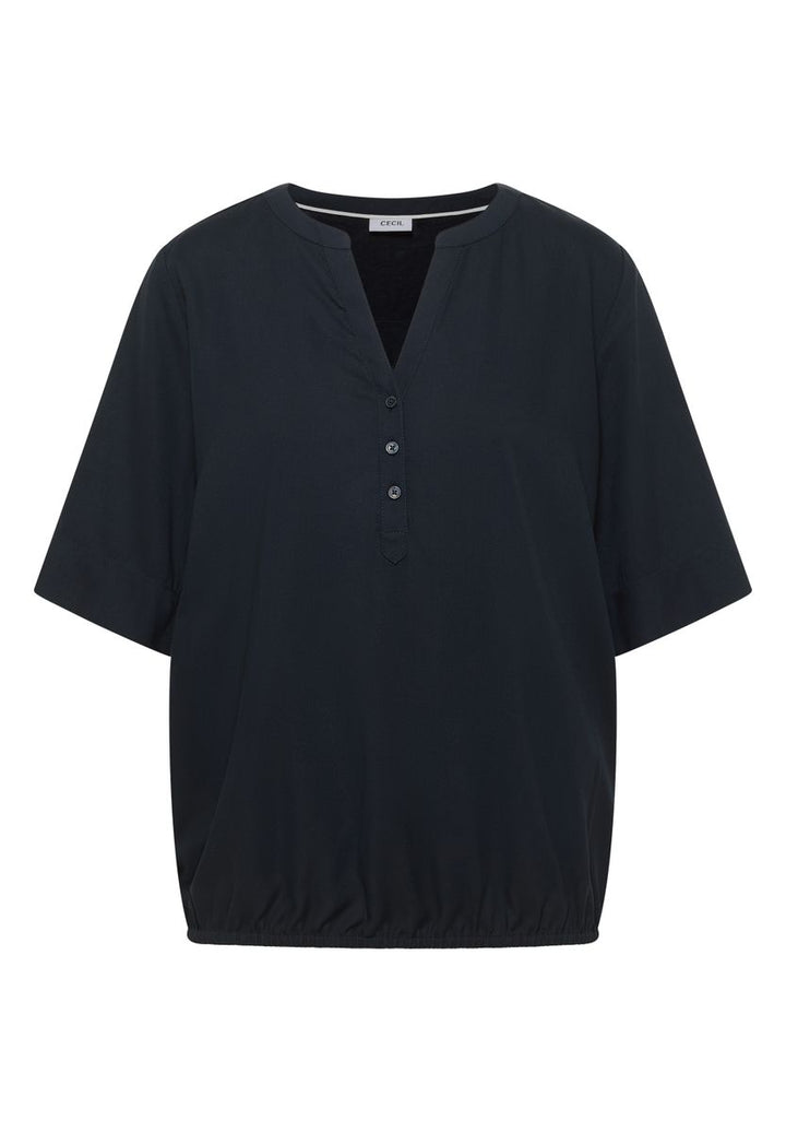 Kurzarm Bluse mit Split Neck