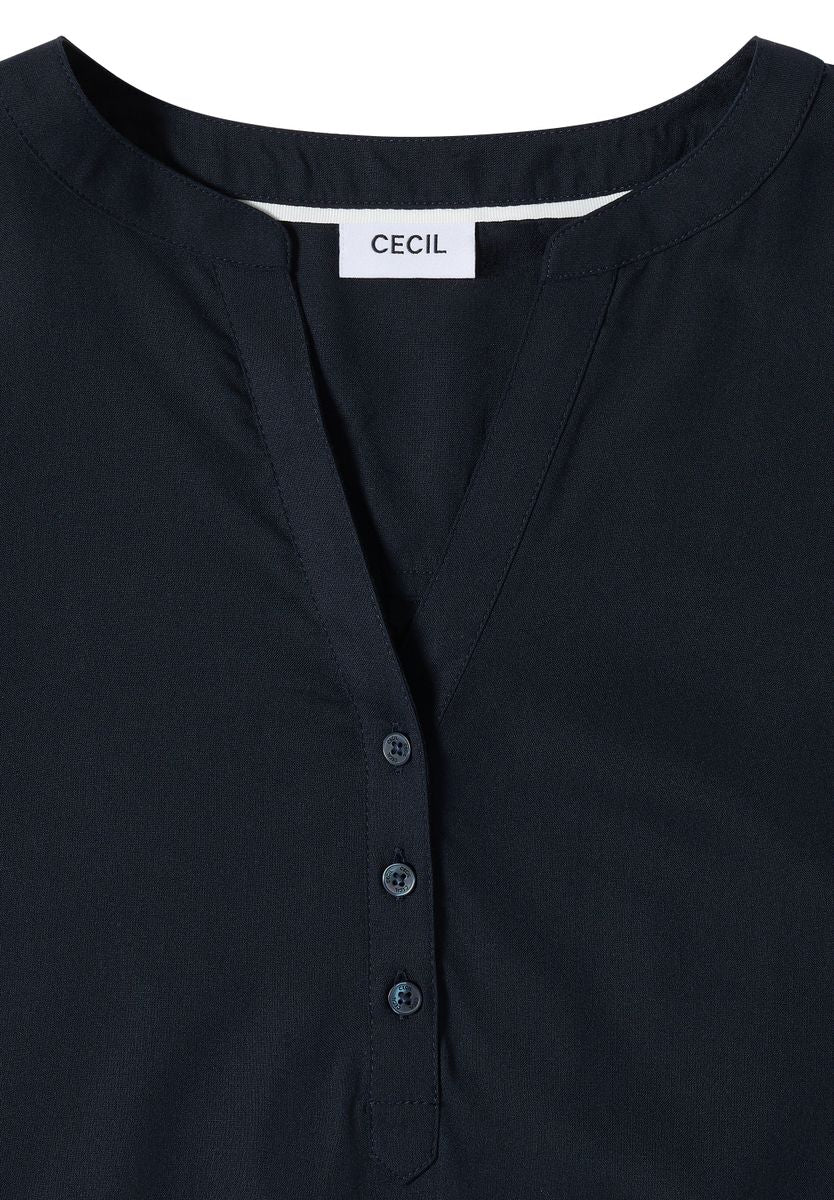 Kurzarm Bluse mit Split Neck