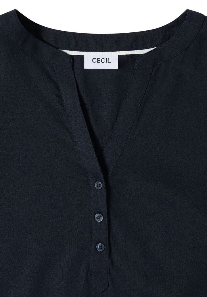 Kurzarm Bluse mit Split Neck