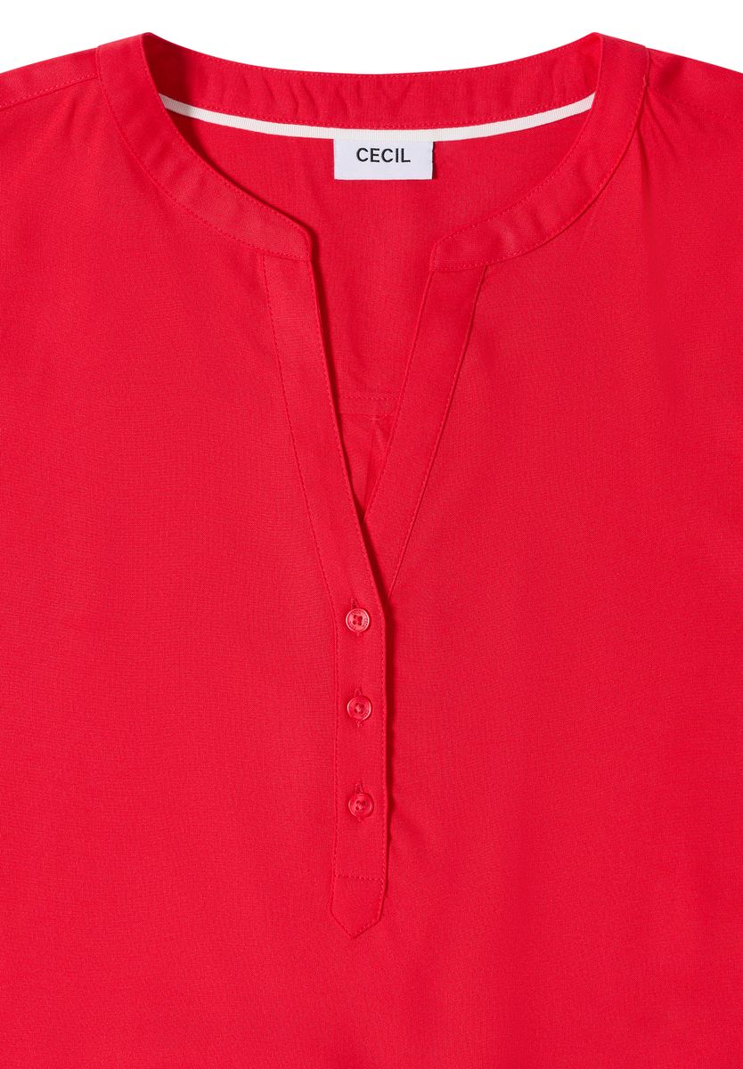 Kurzarm Bluse mit Split Neck