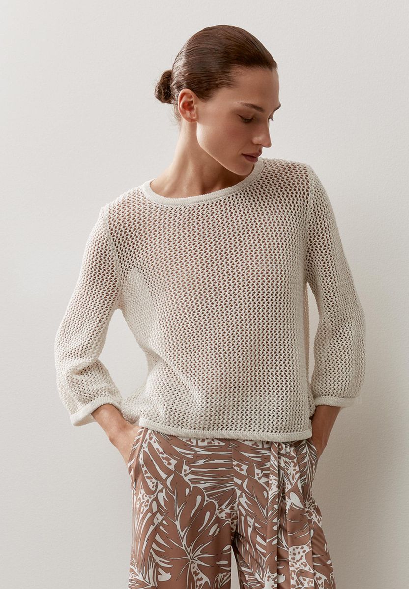 Ajour-Pullover mit Glanzeffekt