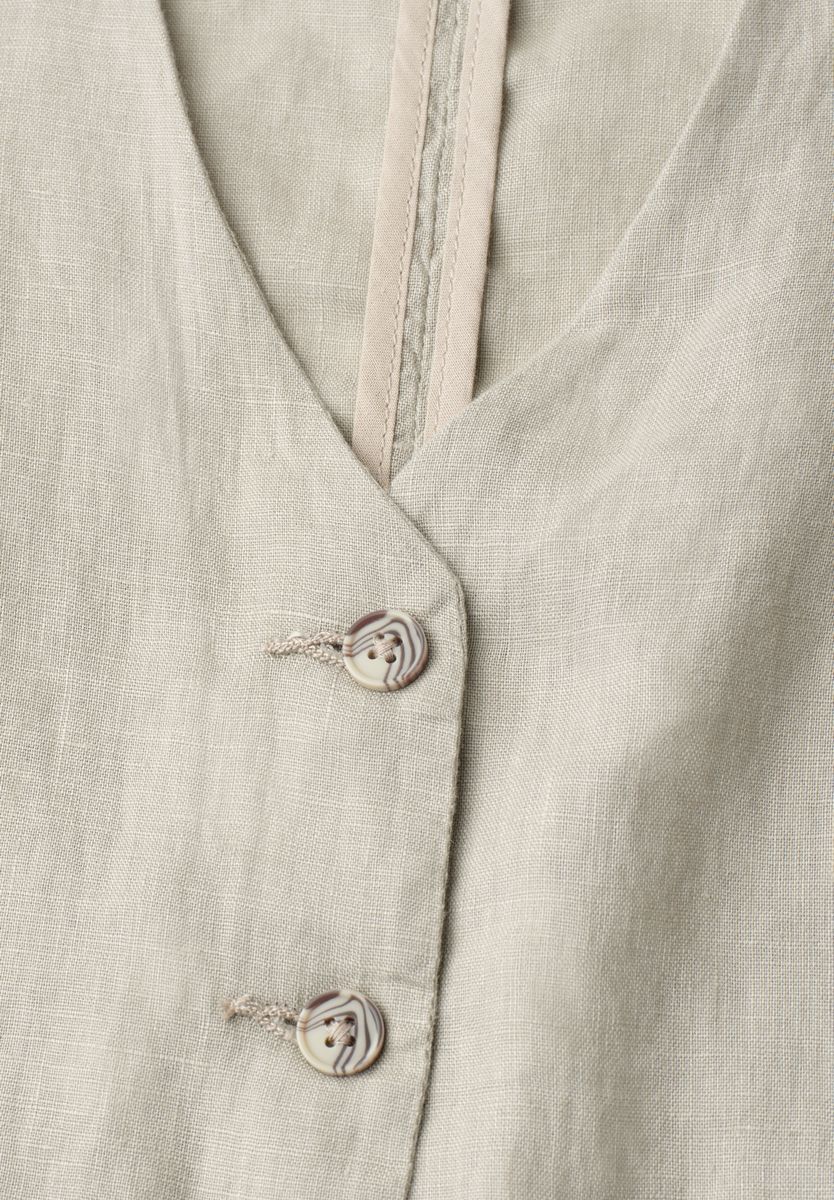 Weste mit V-Neck und Knöpfen aus Leinen