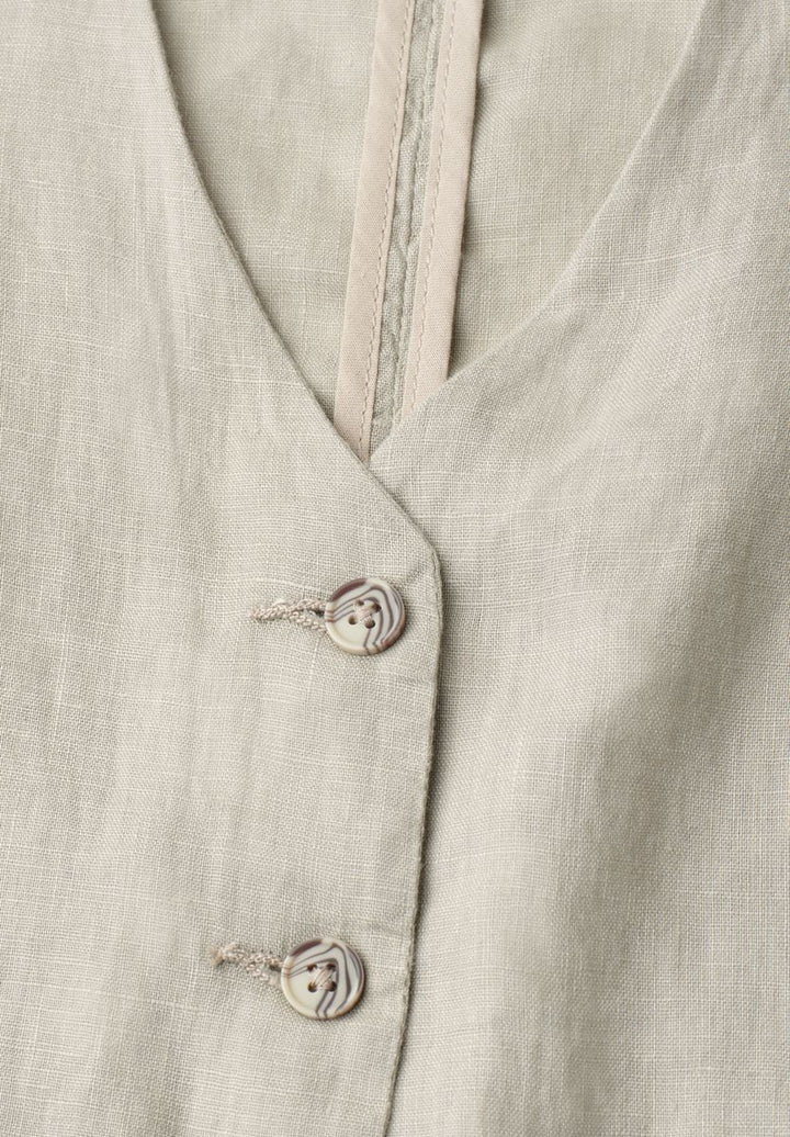 Weste mit V-Neck und Knöpfen aus Leinen