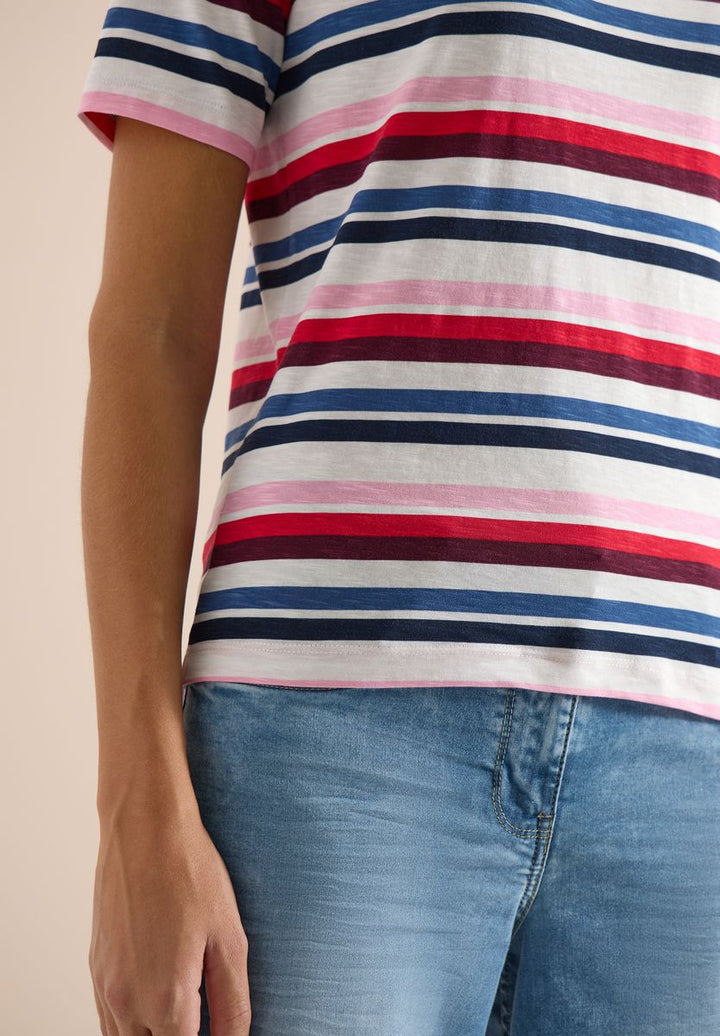 Kurzarm Shirt mit Multicolor Streifen